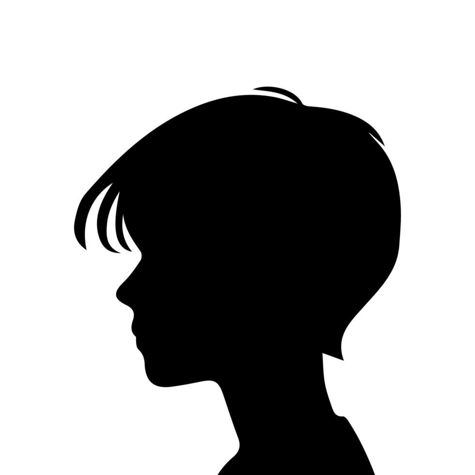 Silhouette of a boy. The side of the child's head. vector