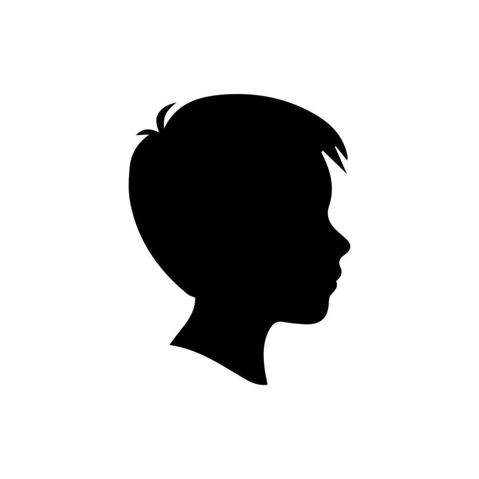 Silhouette of a boy. The side of the child's head. vector