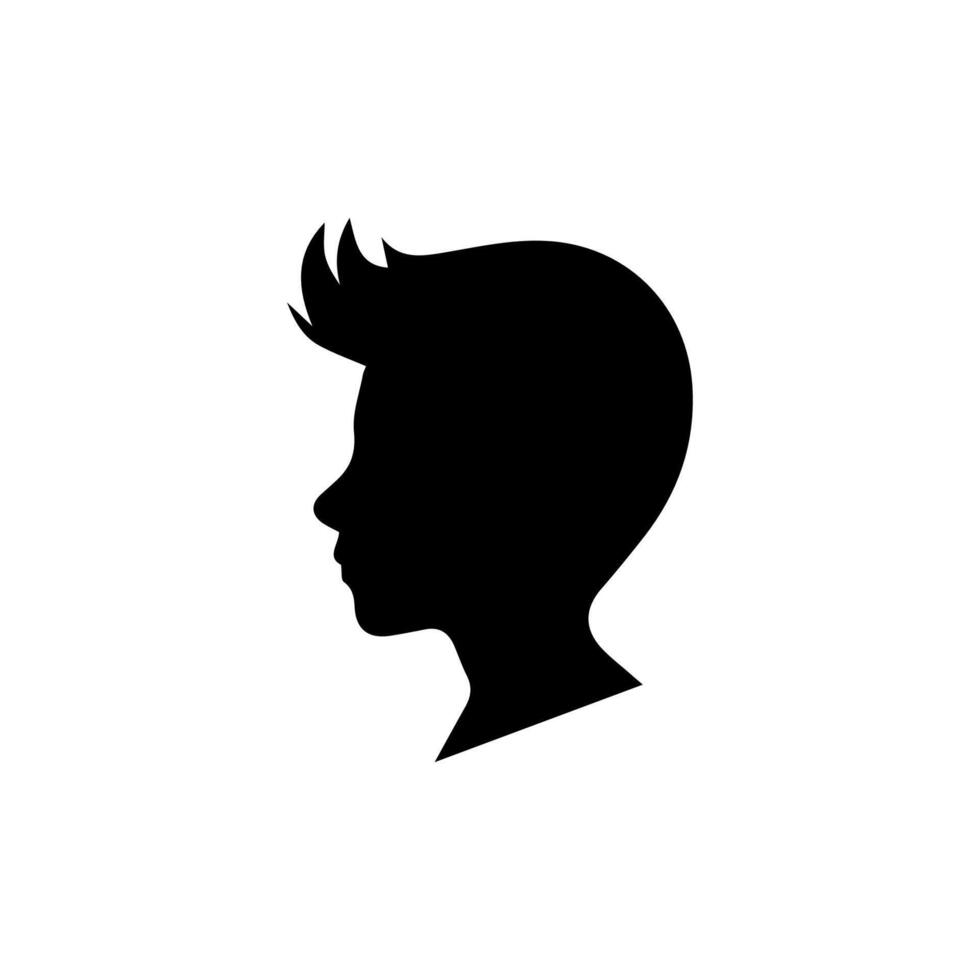 Silhouette of a boy. The side of the child's head. vector