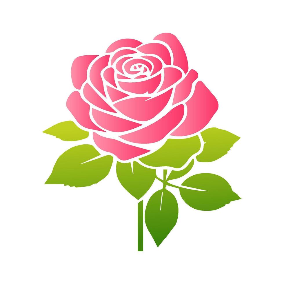 Pink rose flowers, floral decorated with gorgeous multicolored blooming flowers and leaves border. Spring botanical flat illustration on white background vector