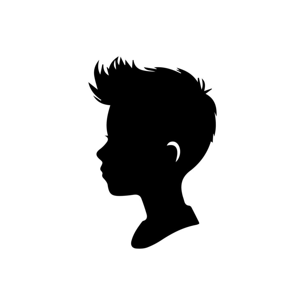 Silhouette of a boy. The side of the child's head. vector