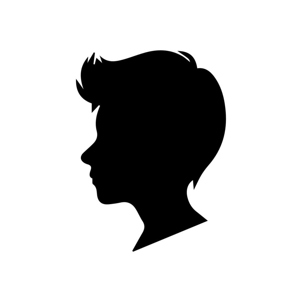 Silhouette of a boy. The side of the child's head. vector