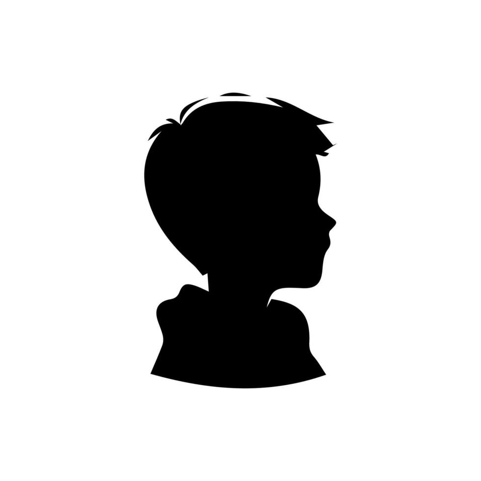 Silhouette of a boy. The side of the child's head. vector