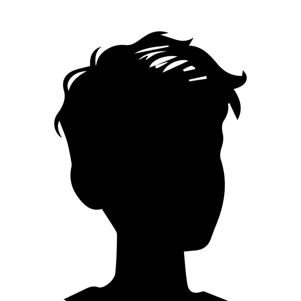 Silhouette of a boy. The side of the child's head. vector