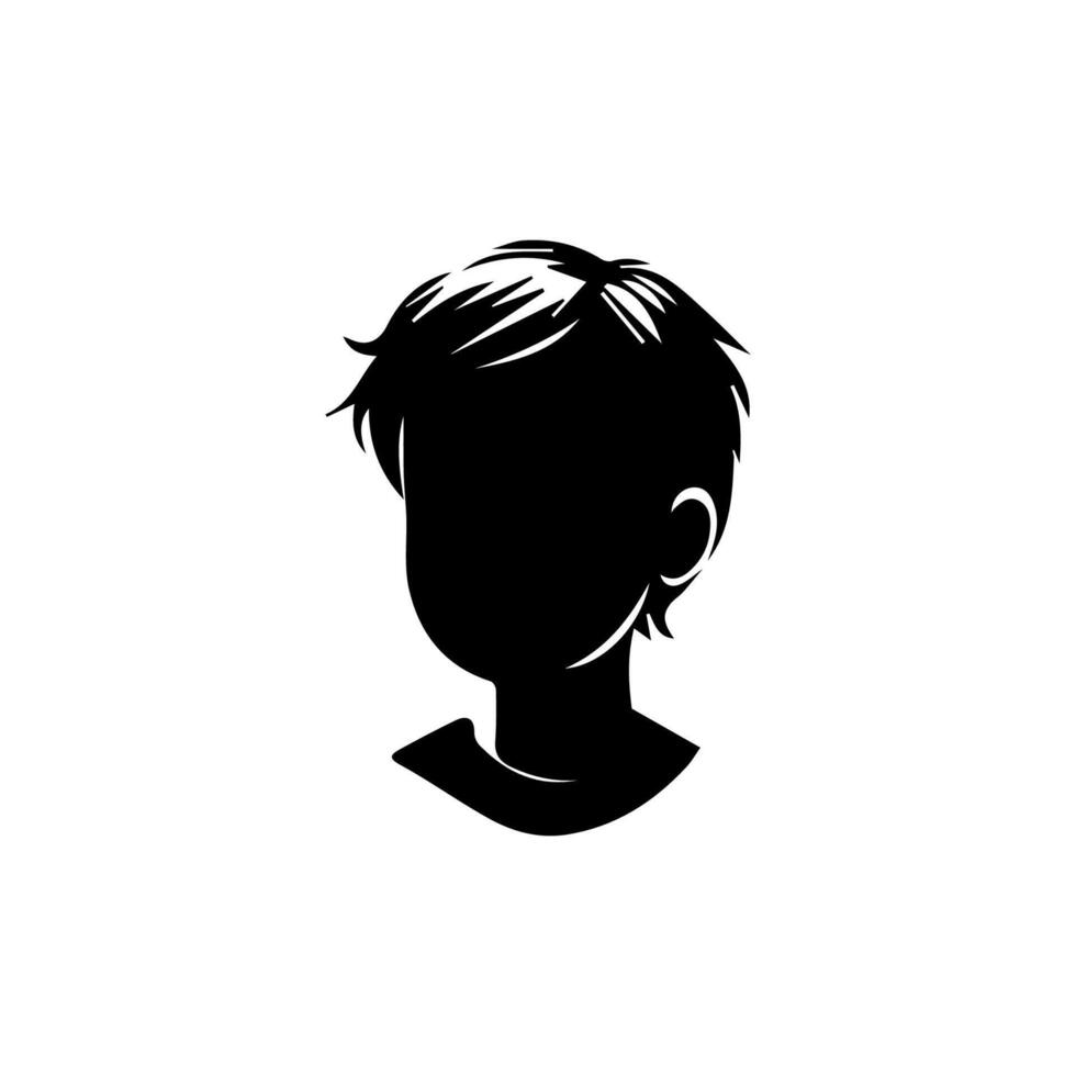 Silhouette of a boy. The side of the child's head. vector