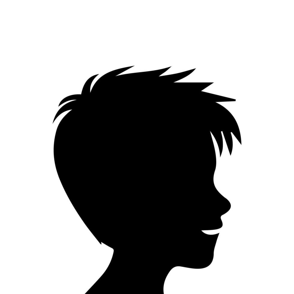 Silhouette of a boy. The side of the child's head. vector