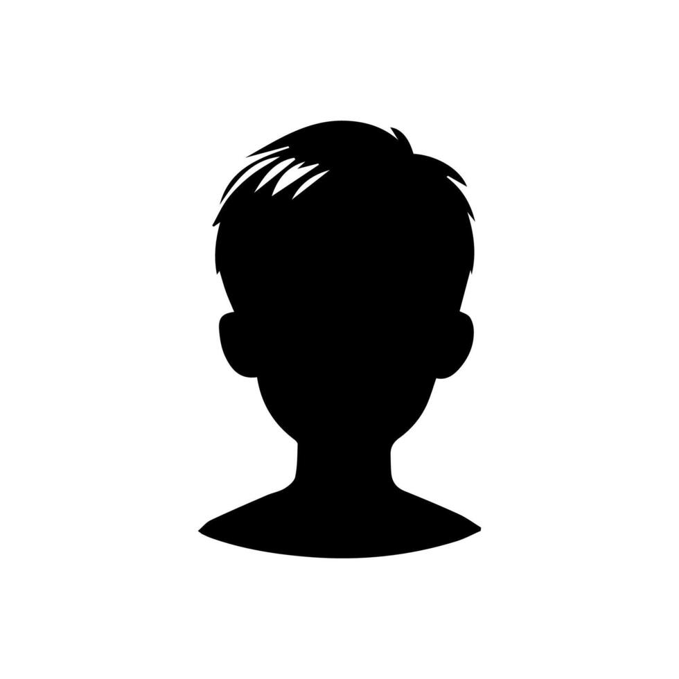 Silhouette of a boy. The side of the child's head. vector
