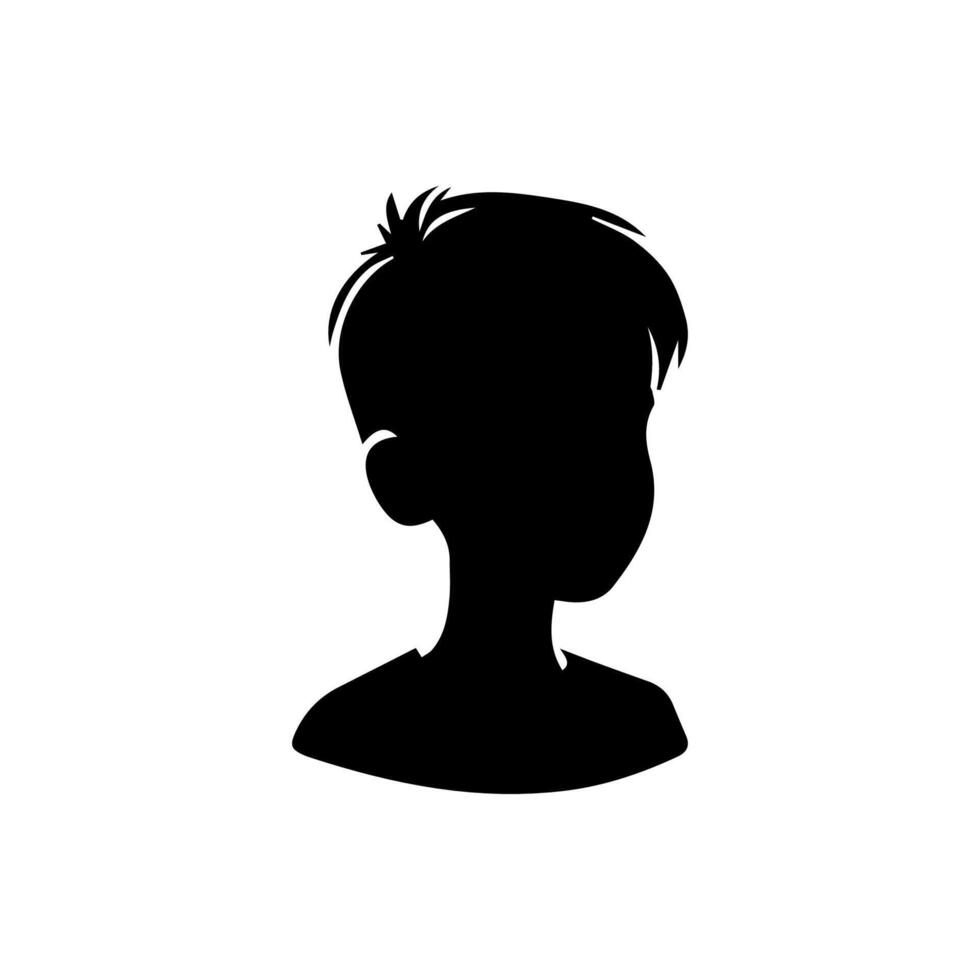Silhouette of a boy. The side of the child's head. vector