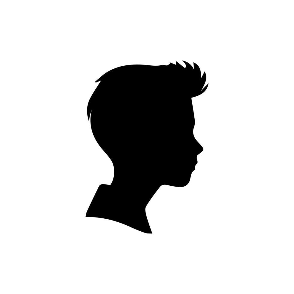 Silhouette of a boy. The side of the child's head. vector