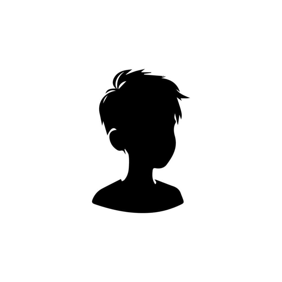 Silhouette of a boy. The side of the child's head. vector