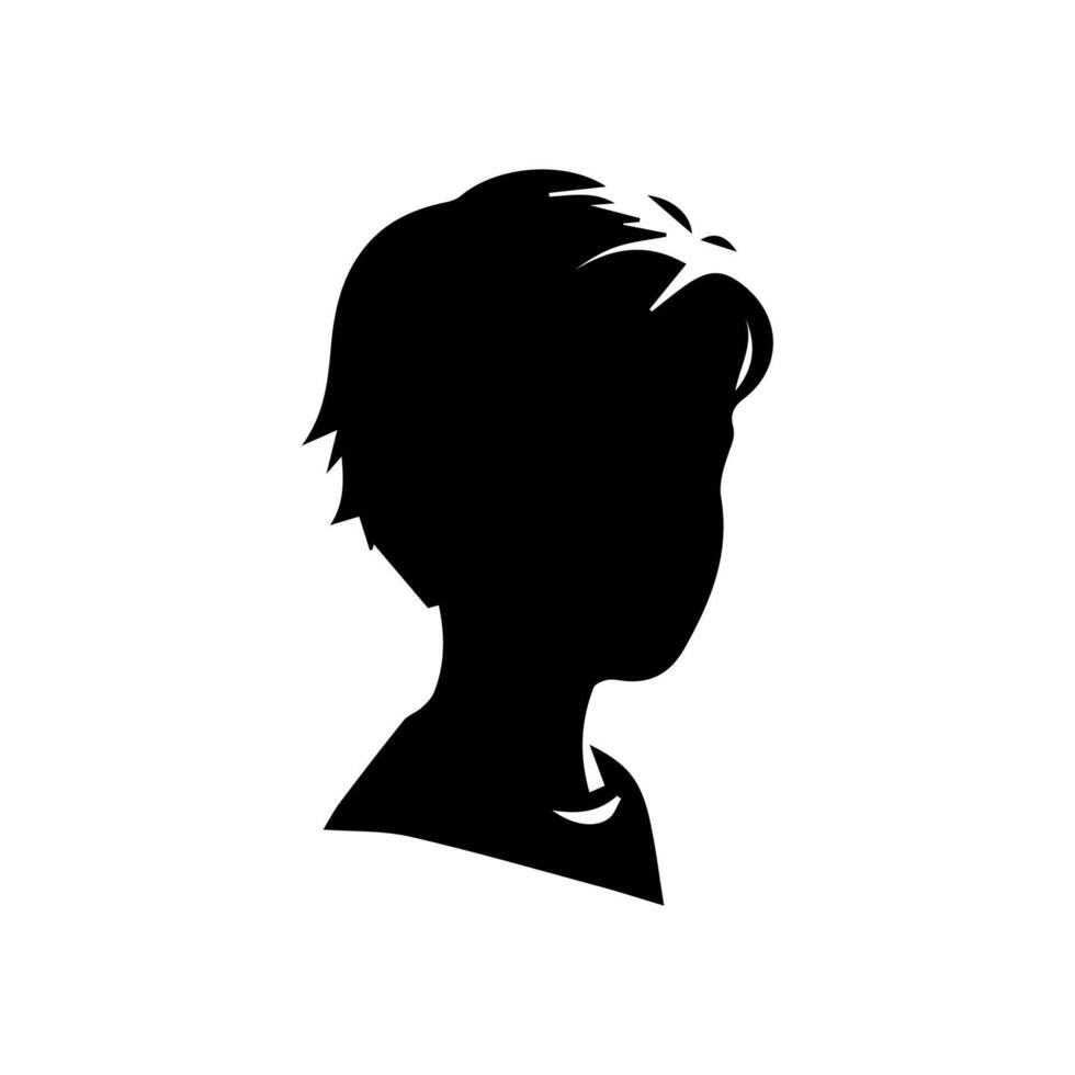 Silhouette of a boy. The side of the child's head. vector