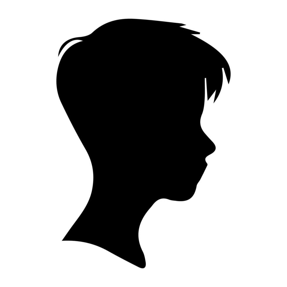 Silhouette of a boy. The side of the child's head. vector