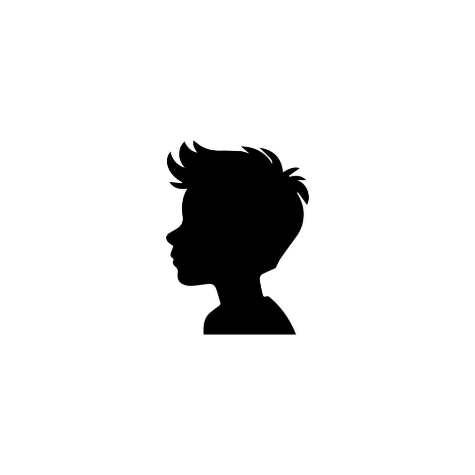Silhouette of a boy. The side of the child's head. vector