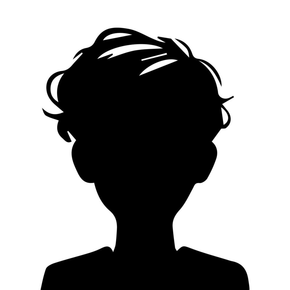 Silhouette of a boy. The side of the child's head. vector
