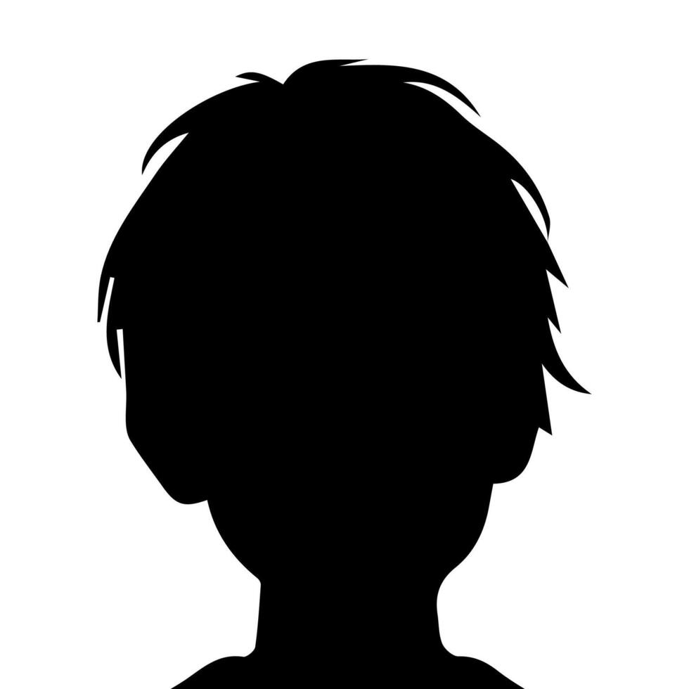 Silhouette of a boy. The side of the child's head. vector