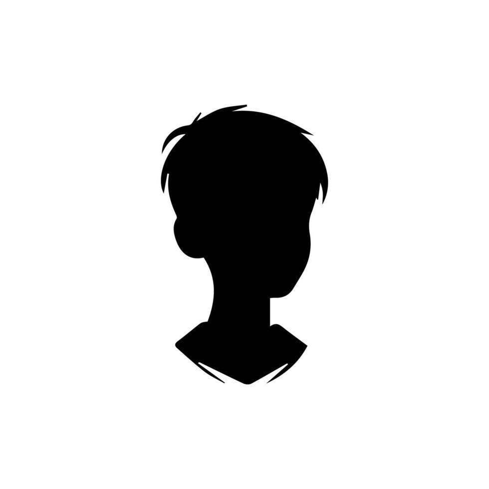 Silhouette of a boy. The side of the child's head. vector