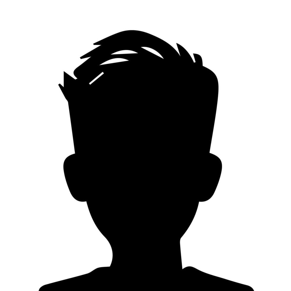Silhouette of a boy. The side of the child's head. vector