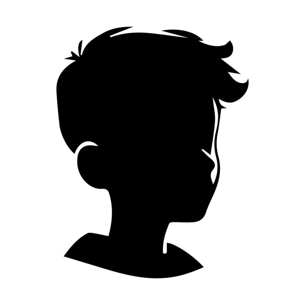 Silhouette of a boy. The side of the child's head. vector