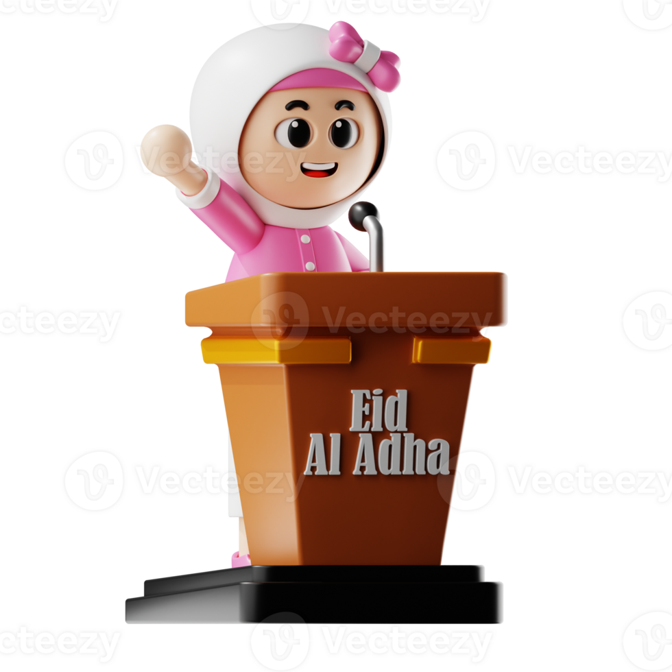 3d Girl Character Give A Speech Pose png