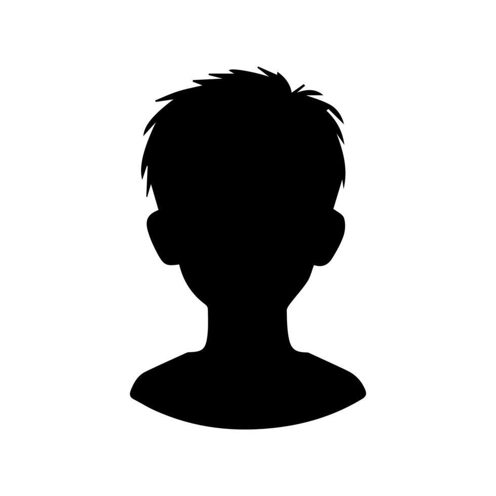 Silhouette of a boy. The side of the child's head. vector