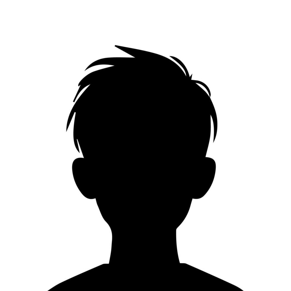 Silhouette of a boy. The side of the child's head. vector