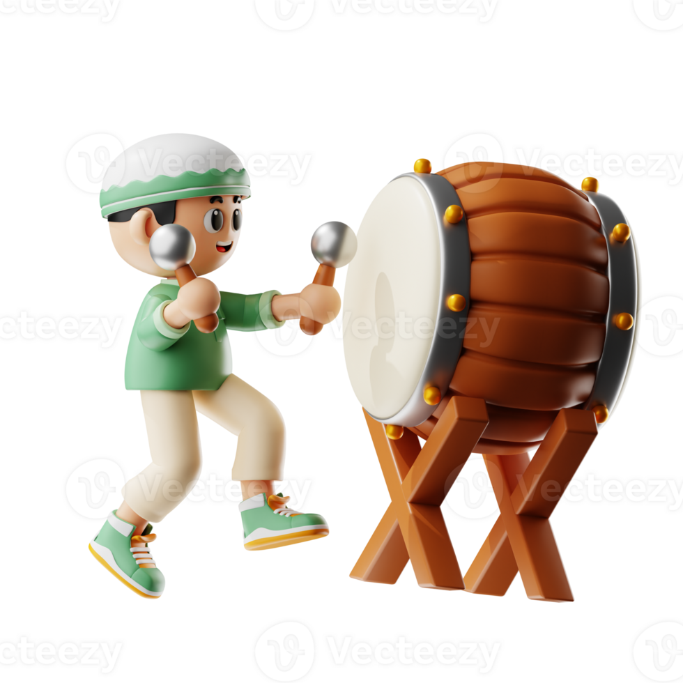 3d Character Boy Playing Drums Pose png