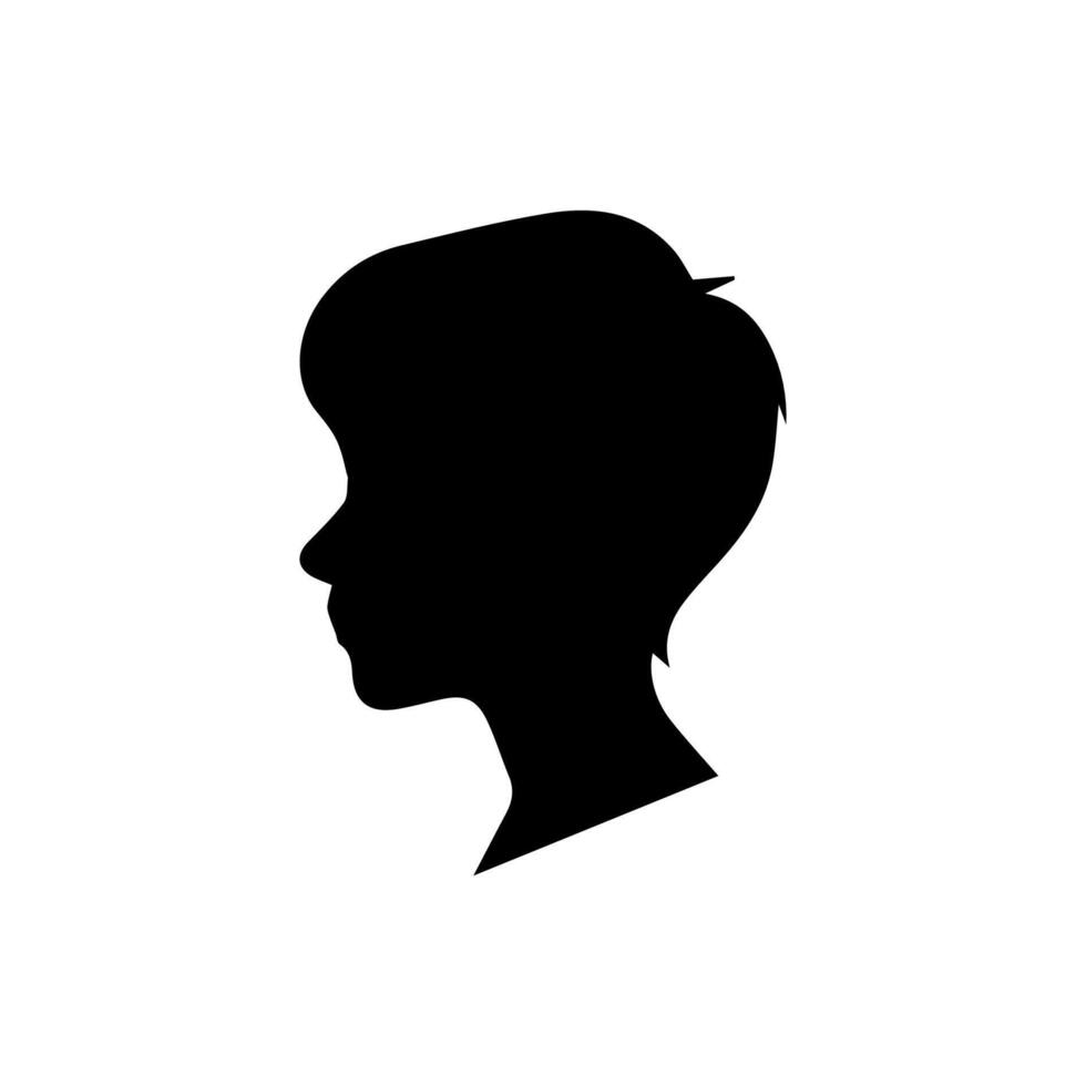 Silhouette of a boy. The side of the child's head. vector
