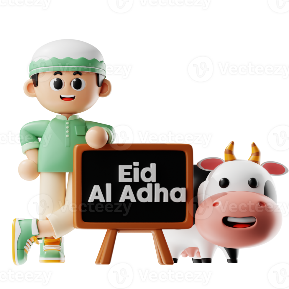 3d Character Boy Happy Eid Al Adha Pose png