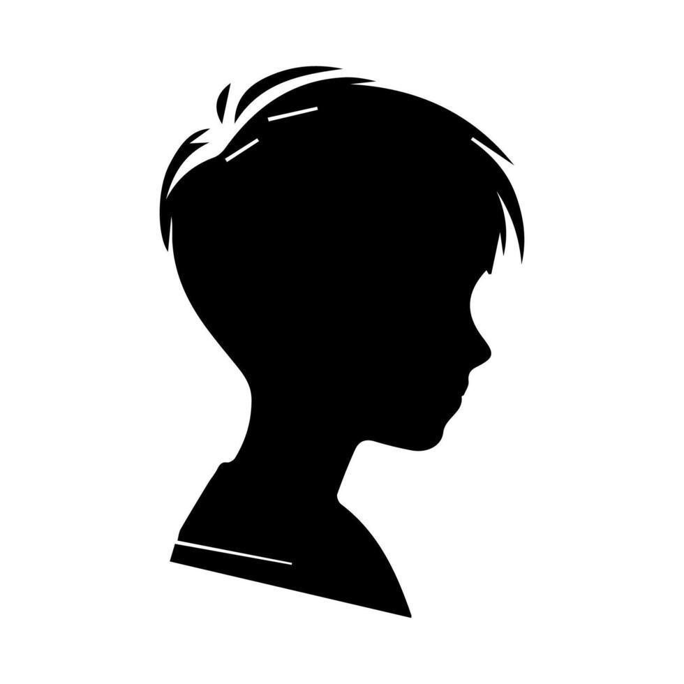 Silhouette of a boy. The side of the child's head. vector