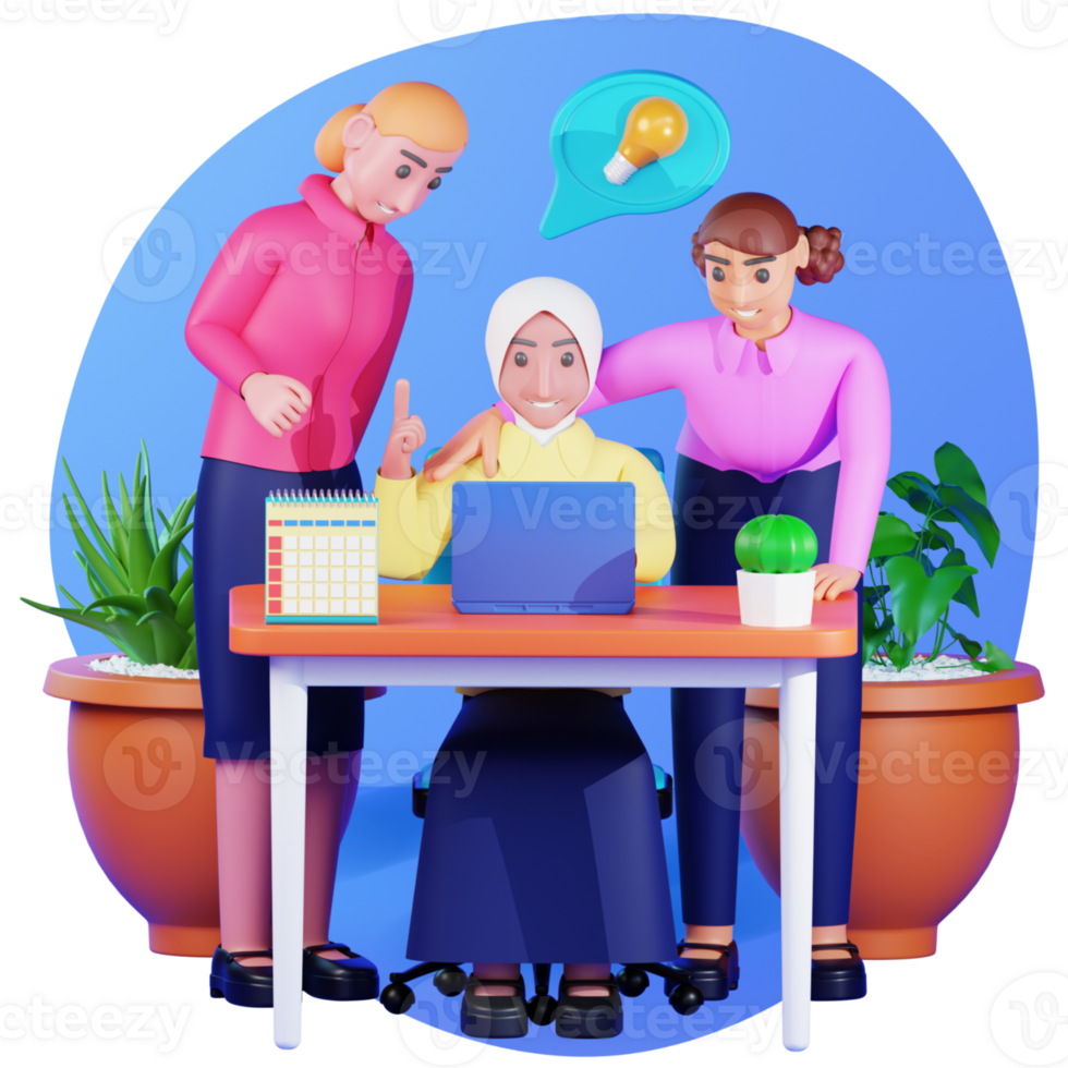 business people discusing business idea 3d illustration png