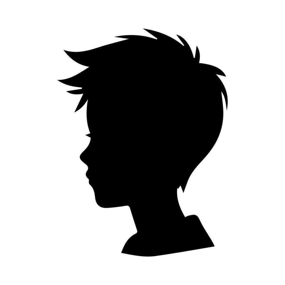 Silhouette of a boy. The side of the child's head. vector