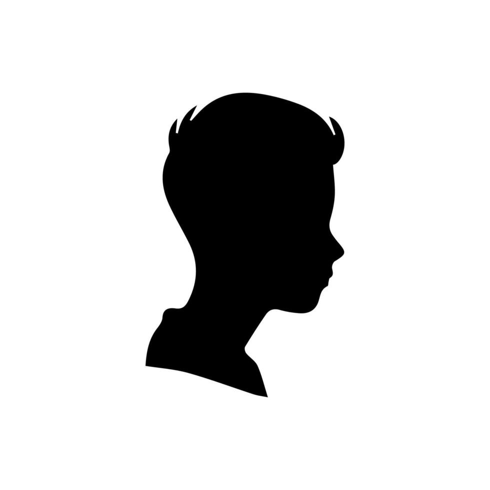 Silhouette of a boy. The side of the child's head. vector