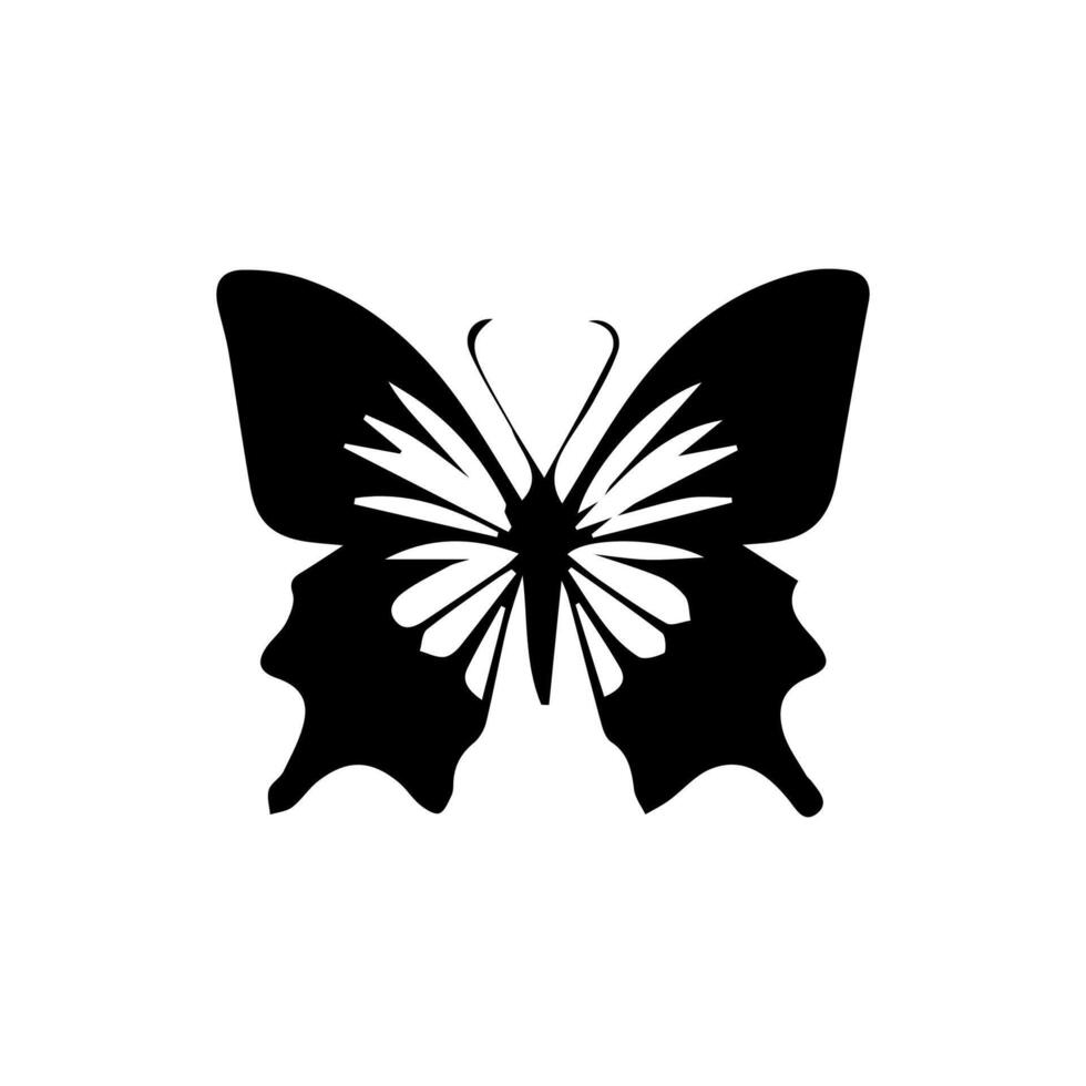 Butterfly silhouettes. Cute spring insects with openwork wings, flying butterfly. Winged insect, various detail beautiful moth decorative wildlife elements. vector