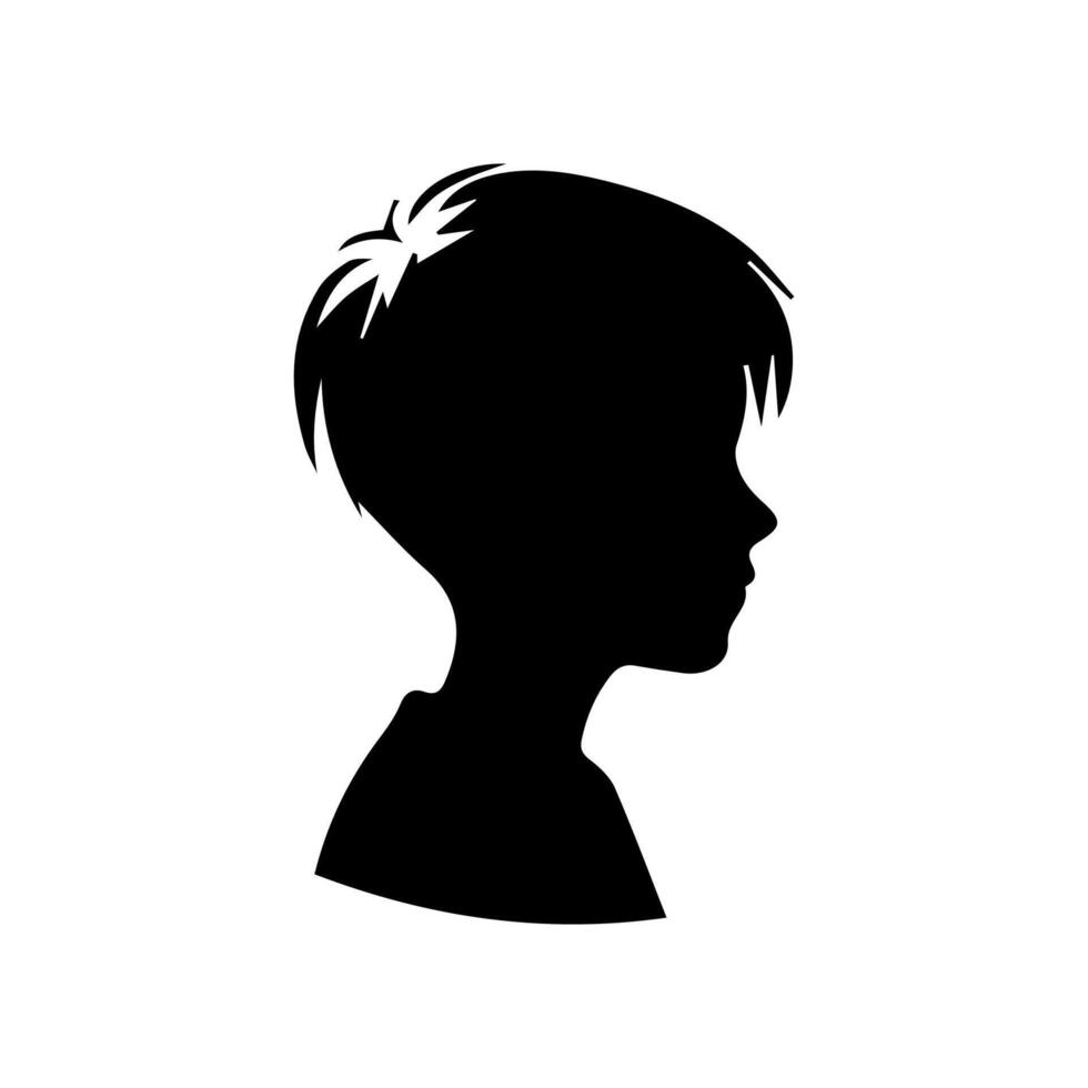 Silhouette of a boy. The side of the child's head. vector