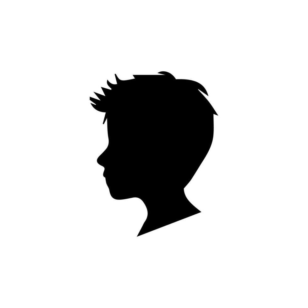 Silhouette of a boy. The side of the child's head. vector