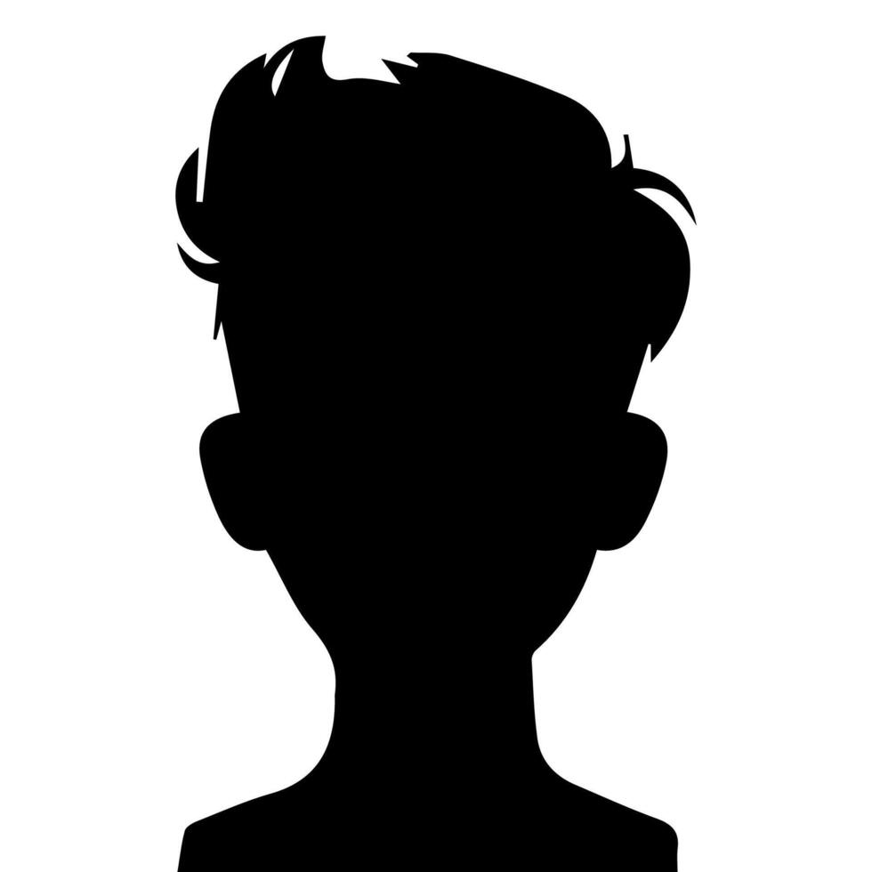 Silhouette of a boy. The side of the child's head. vector