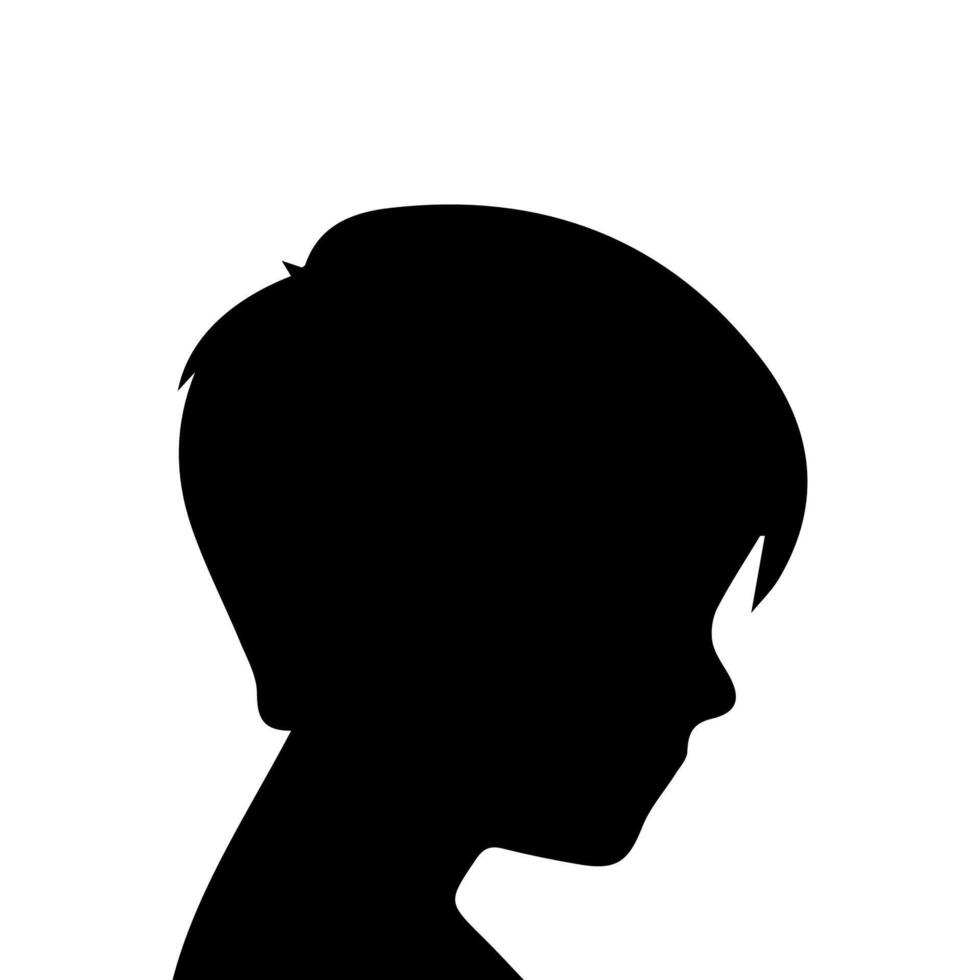 Silhouette of a boy. The side of the child's head. vector
