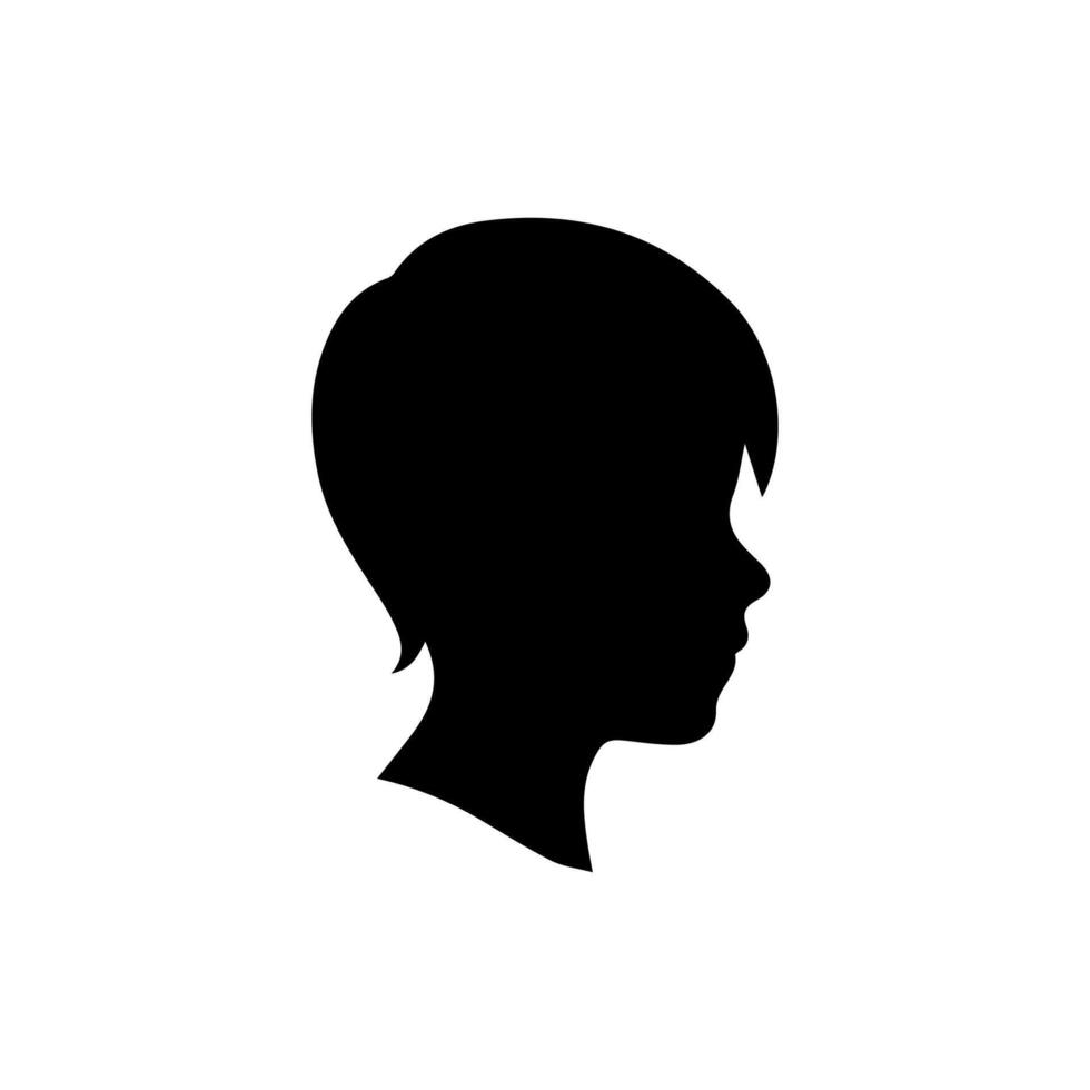 Silhouette of a boy. The side of the child's head. vector
