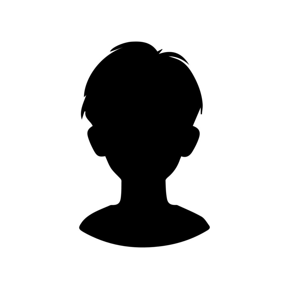 Silhouette of a boy. The side of the child's head. vector