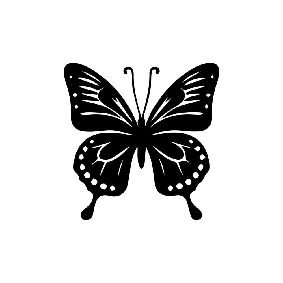 Butterfly silhouettes. Cute spring insects with openwork wings, flying butterfly. Winged insect, various detail beautiful moth decorative wildlife elements. vector