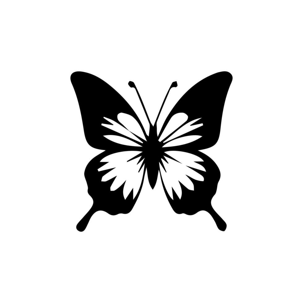 Butterfly silhouettes. Cute spring insects with openwork wings, flying butterfly. Winged insect, various detail beautiful moth decorative wildlife elements. vector