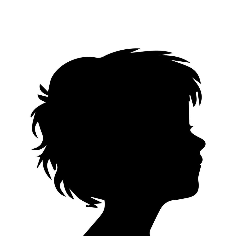 Silhouette of a boy. The side of the child's head. vector