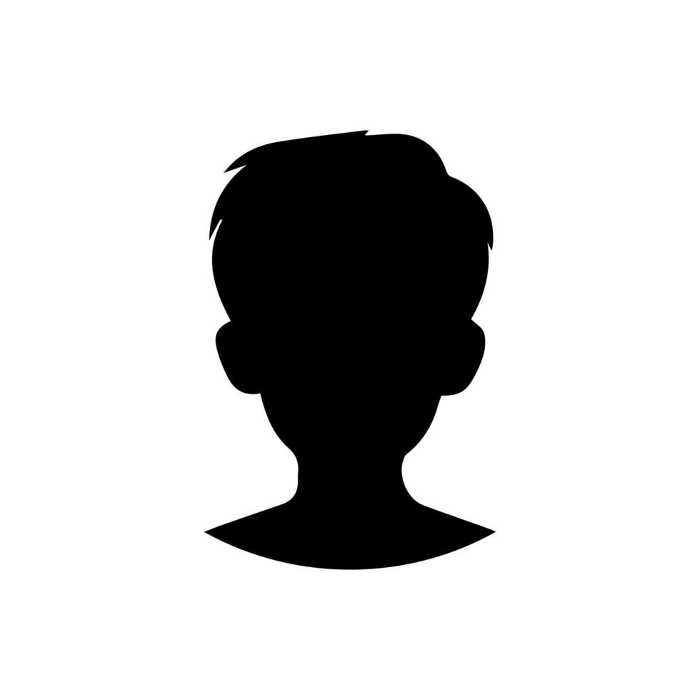 Silhouette of a boy. The side of the child's head. vector