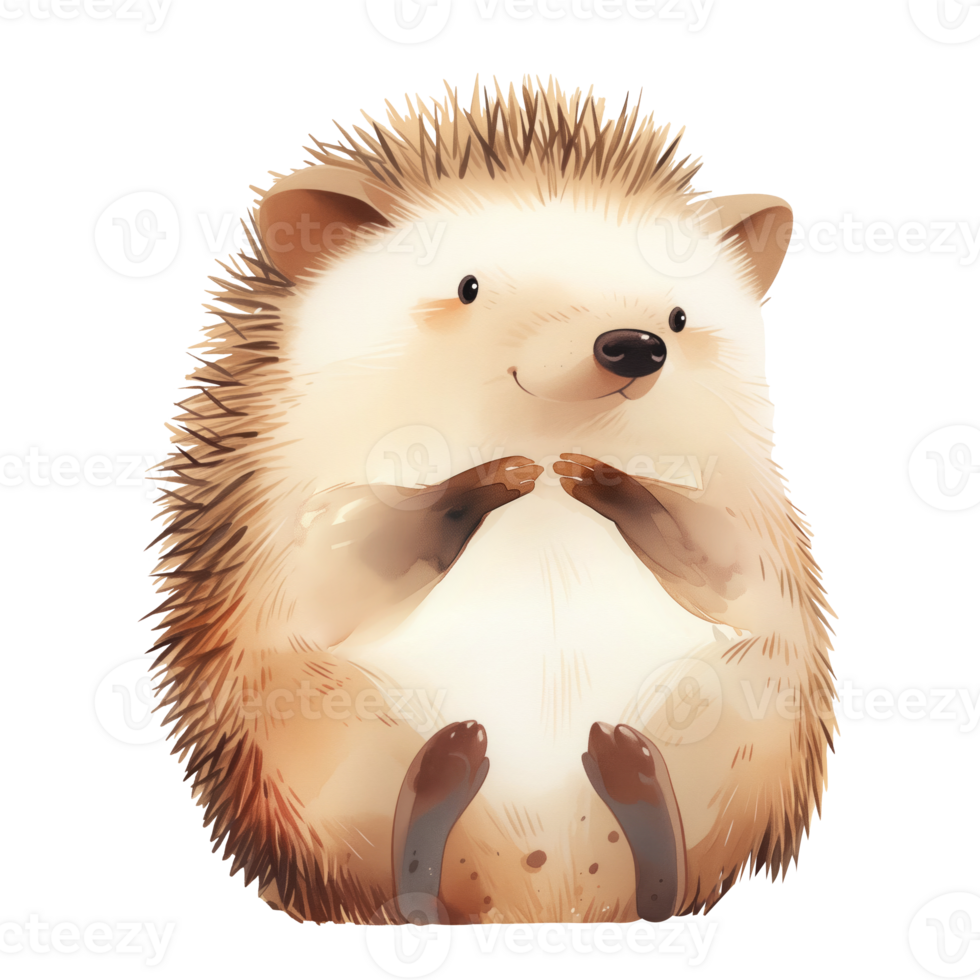 Cute Hedgehog watercolor Illustration in Pastel Colors for Children Design. Drawing of forest animal for Baby Shower greeting cards or birthday invitations. Art of woodland character for Nursery Wall. png