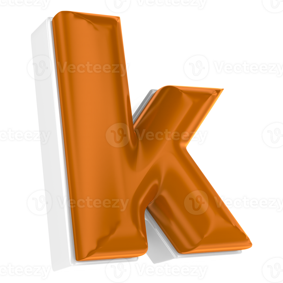 Chocolate alphabet font k 3d render png
