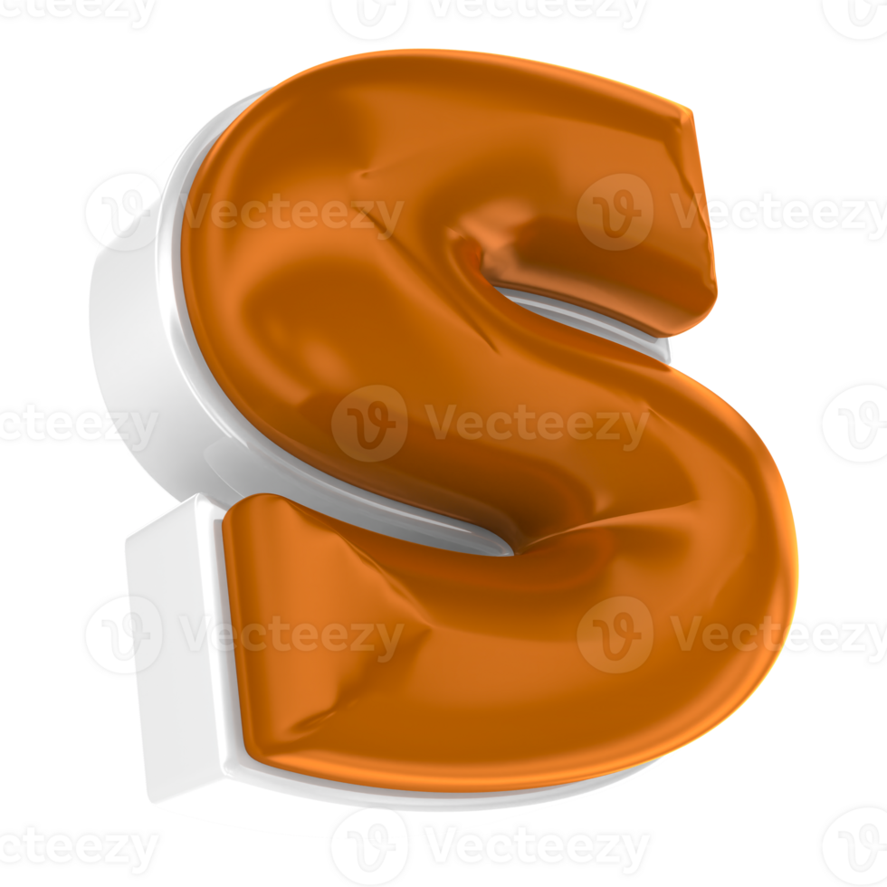 Chocolate alphabet font s 3d render png