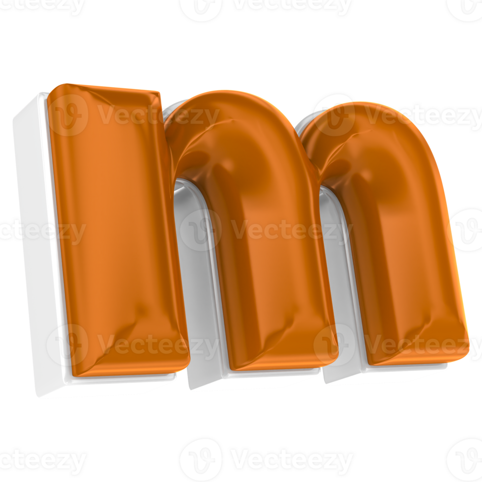 Chocolate alphabet font m 3d render png