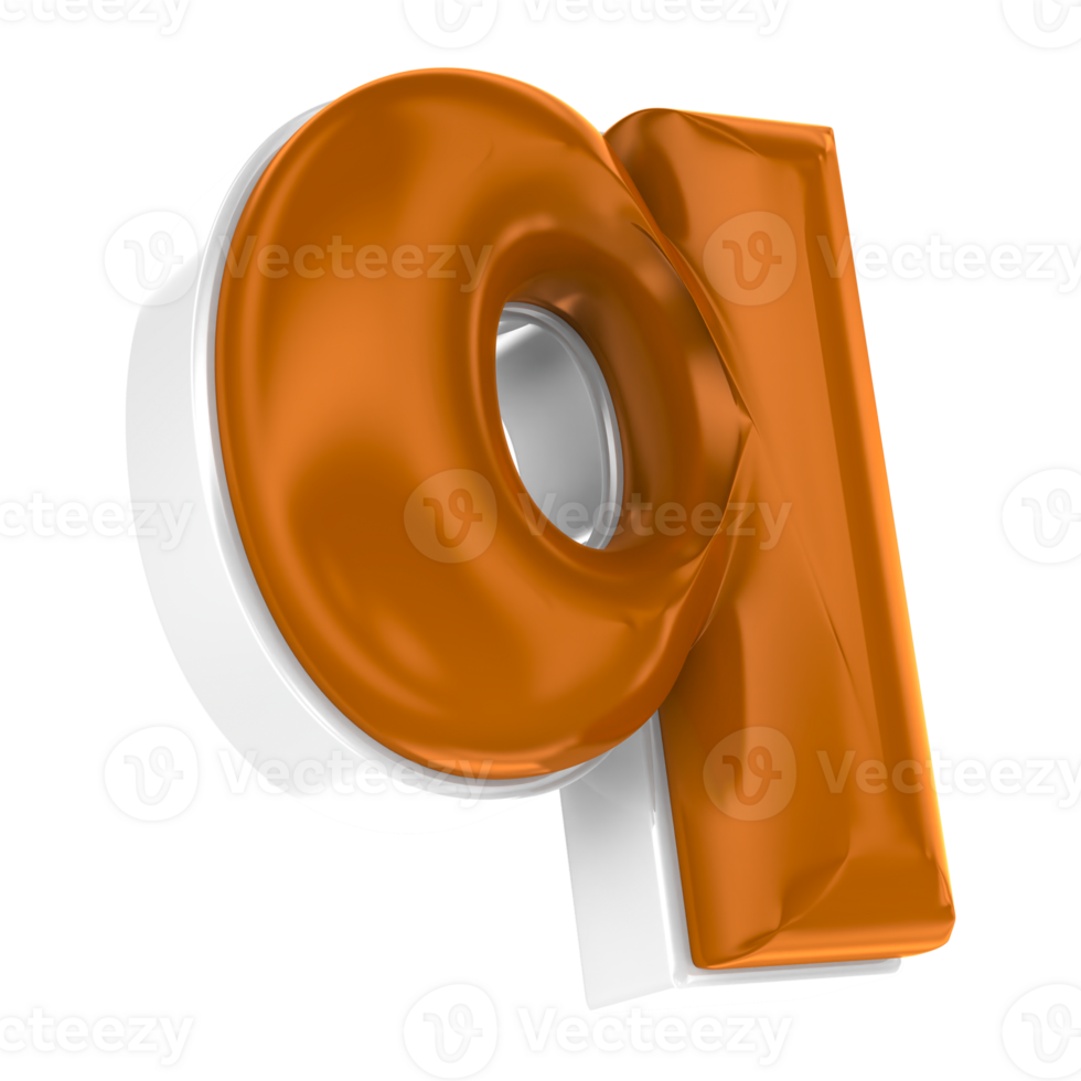 Chocolate alphabet font q 3d render png