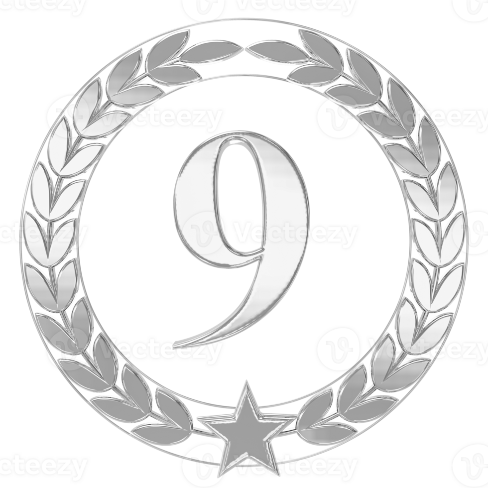 Anniversary Number 9 Silver png