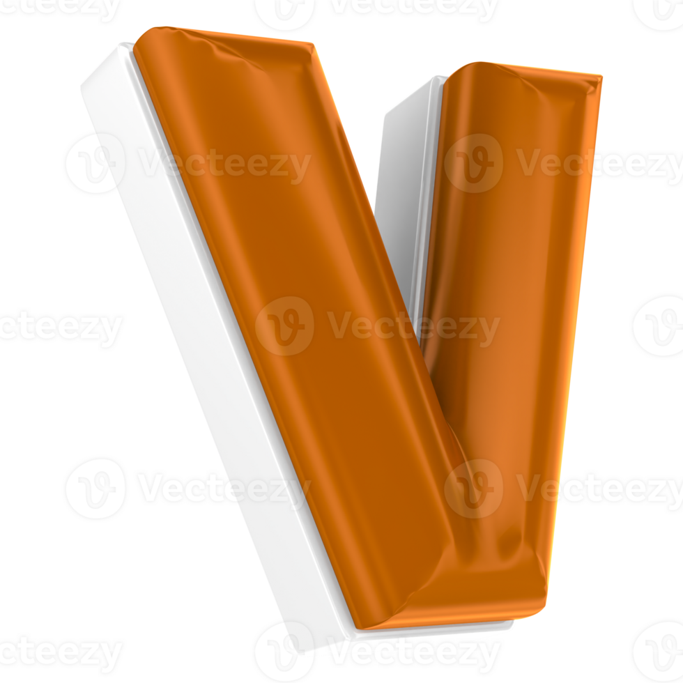 V Font Chocolate 3D Render png